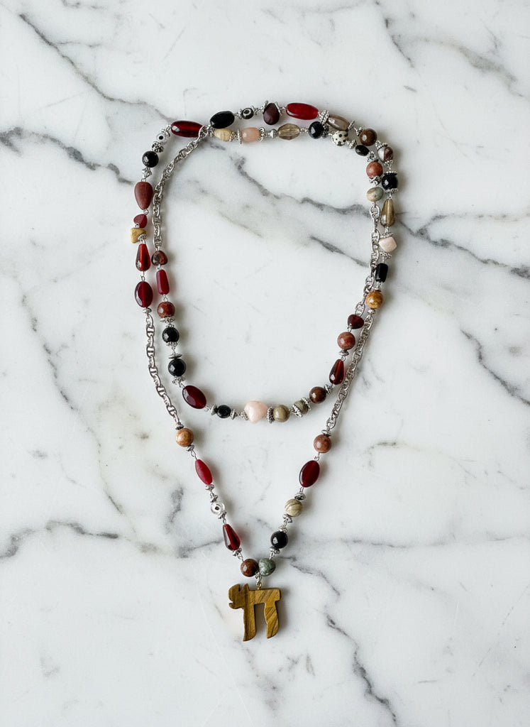 Double wrap chain tiger eye chai burgundy