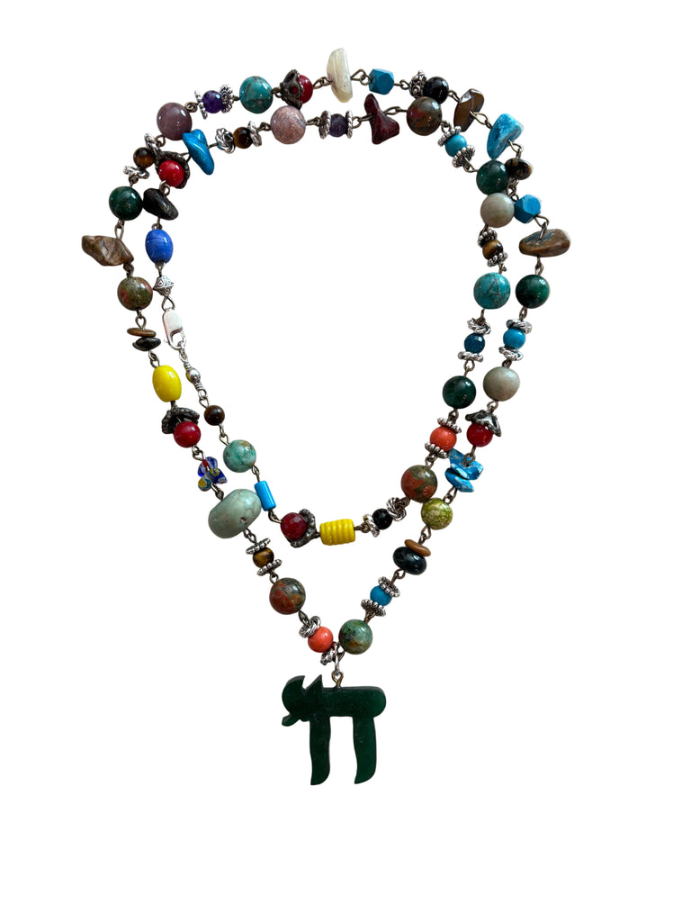Double Wrap Beaded Mix chain Chai Necklace