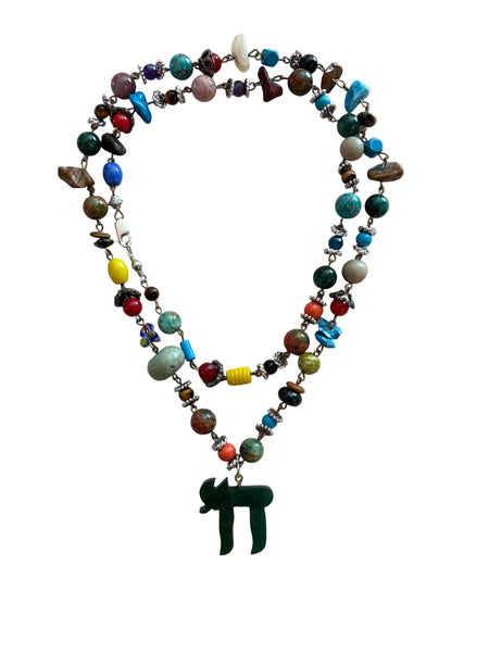 Double Wrap Beaded Mix chain Chai Necklace
