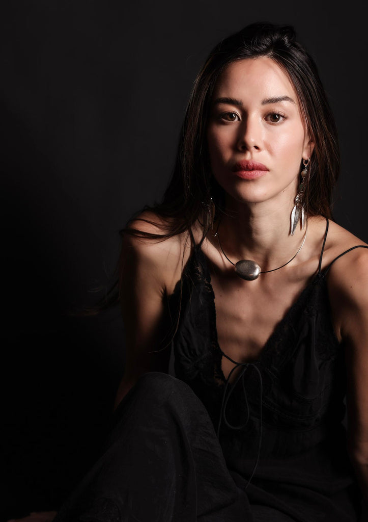 Silver Pebble Hoop Necklace