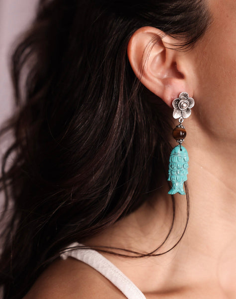 Fleur Stone Fish Earring