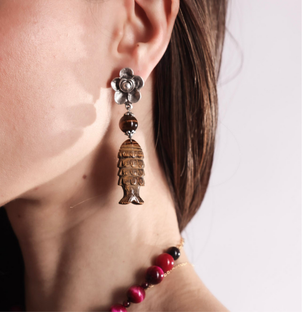 Fleur Stone Fish Earring