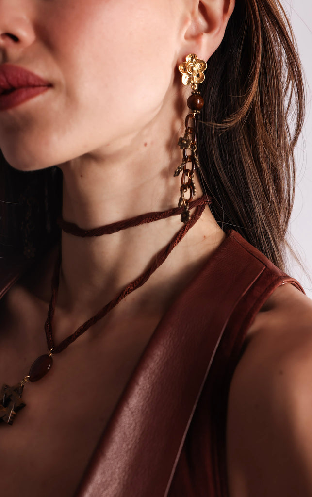 Fleur Tortoise Chain Earrings