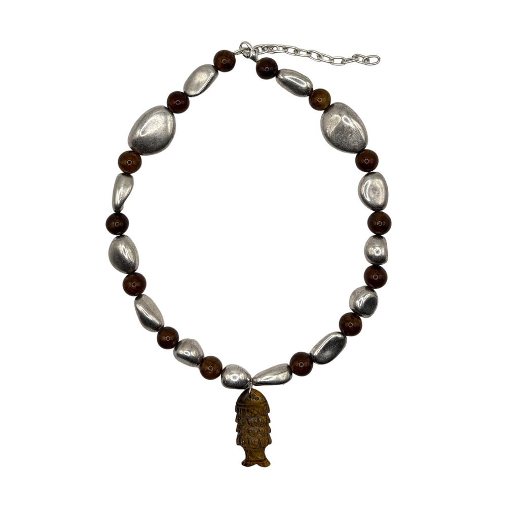 Stone Fish Pebble Necklace