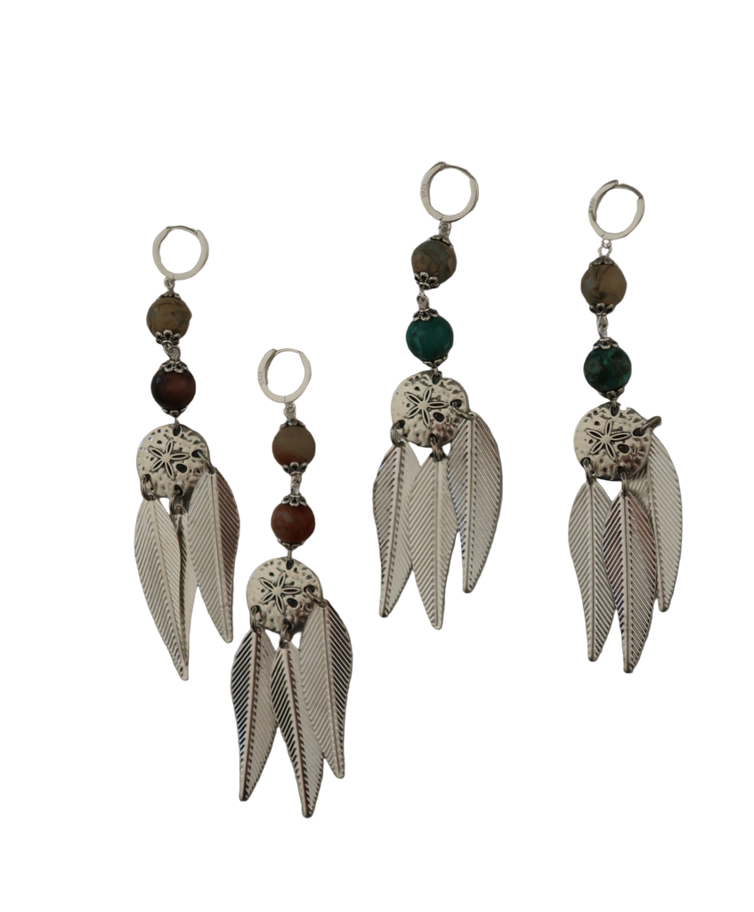 Sea Coin Feather Earrings