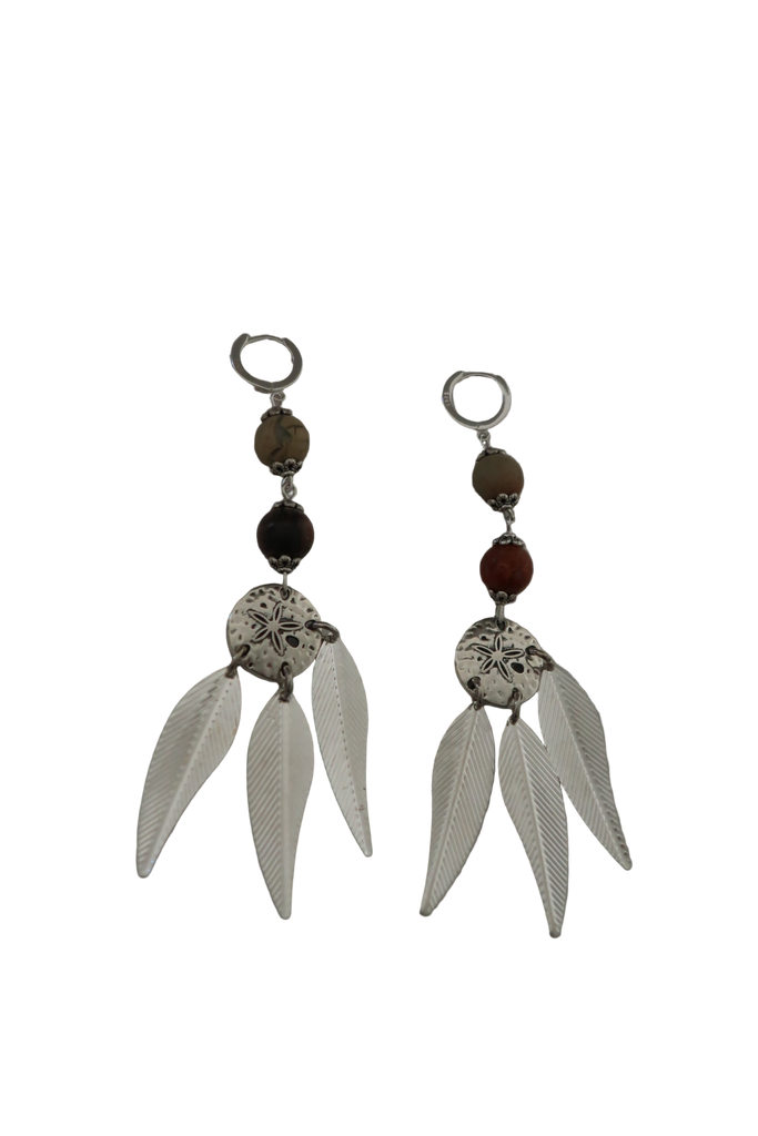 Sea Coin Feather Earrings