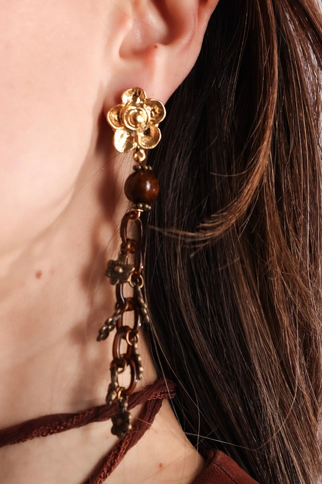 Fleur Tortoise Chain Earrings