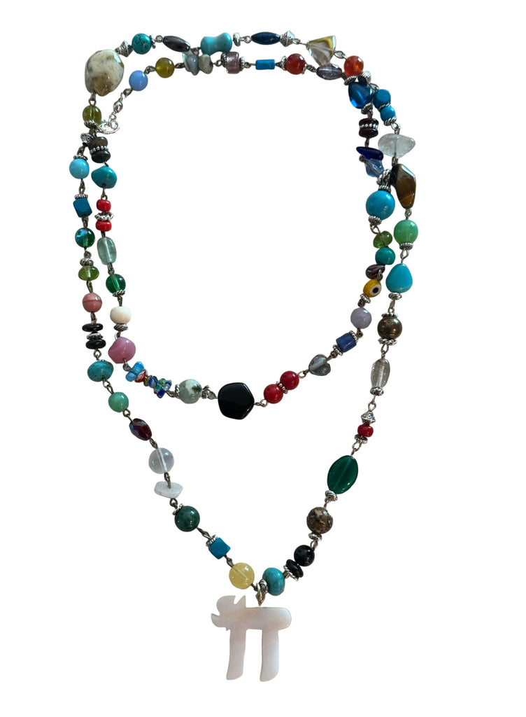 Double Wrap Beaded Mix chain Chai Necklace