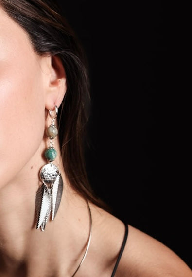 Sea Coin Feather Earrings