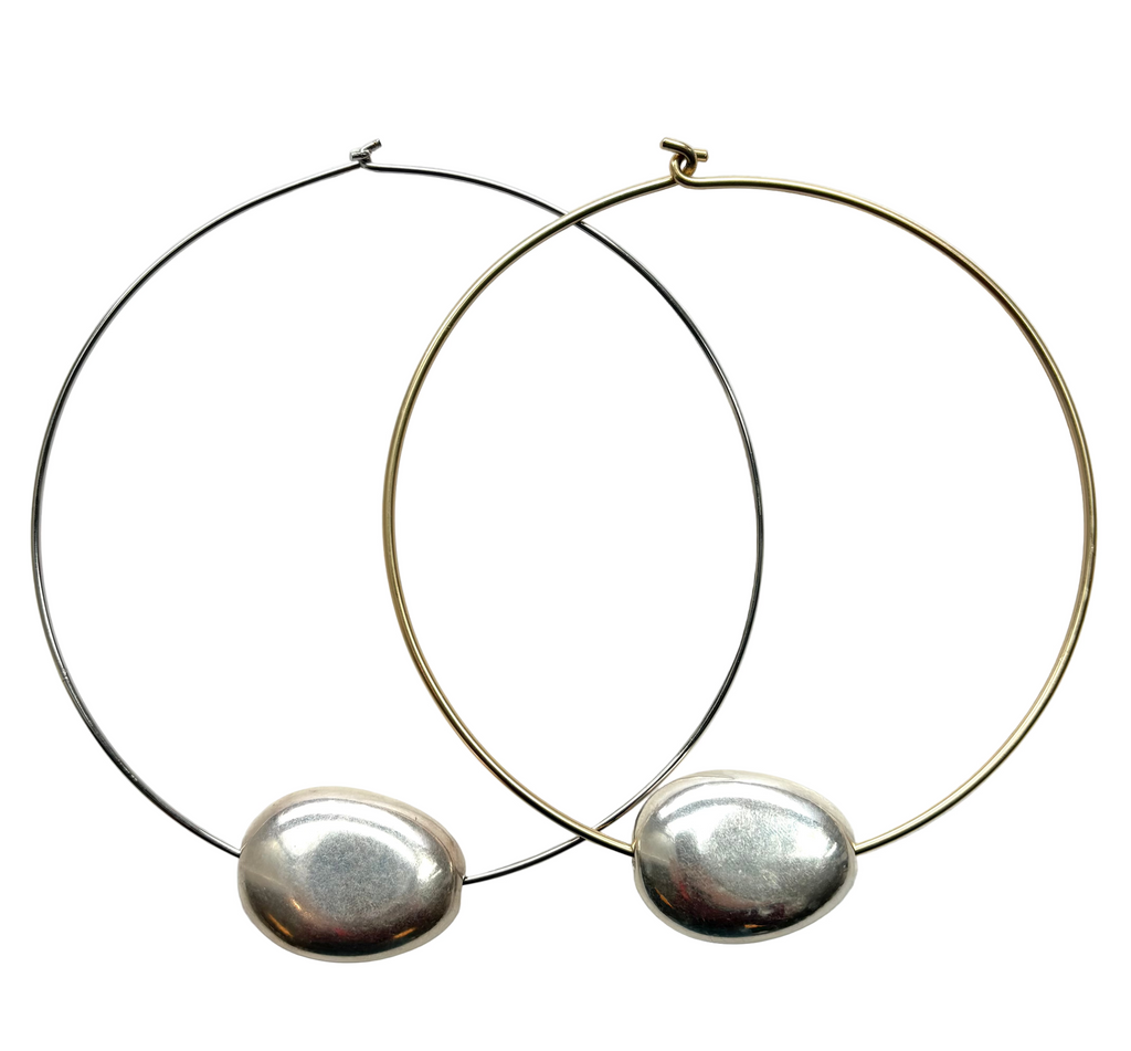 Silver Pebble Hoop Necklace