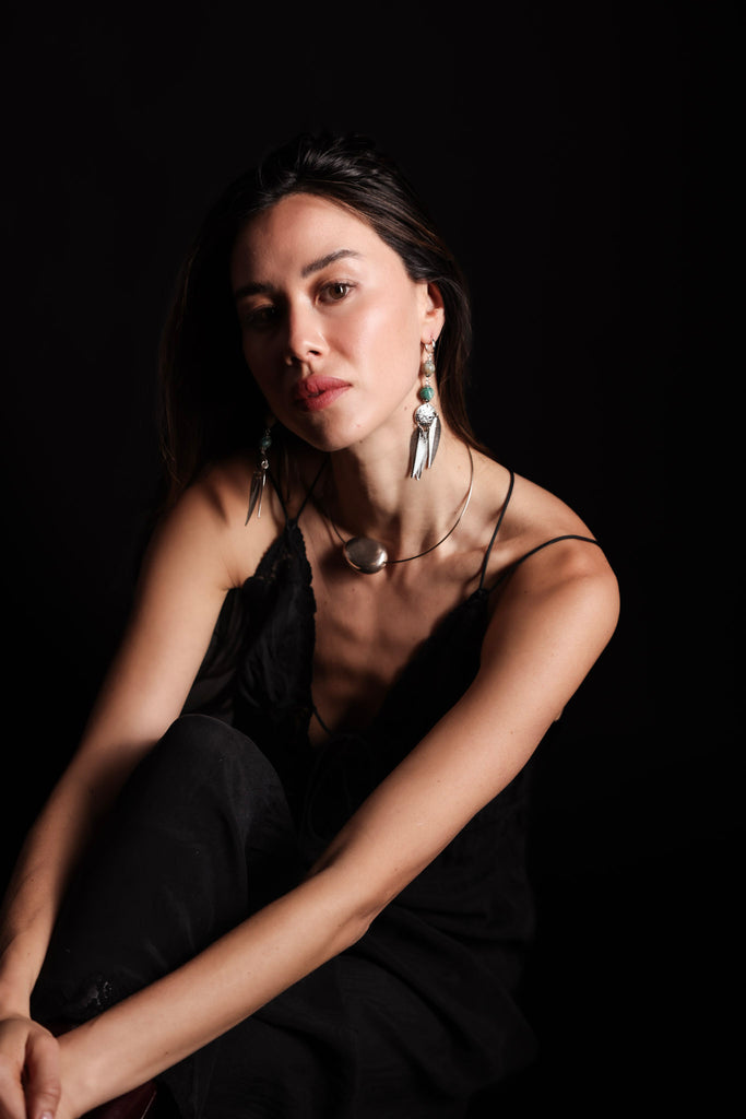 Sea Coin Feather Earrings