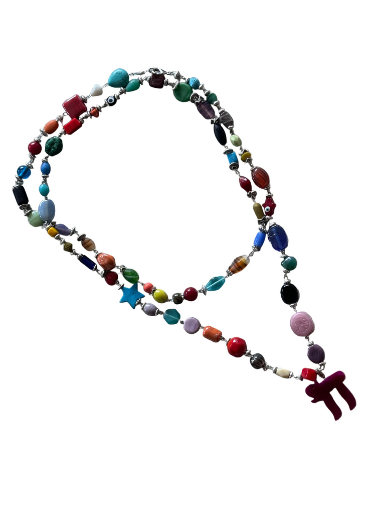 Double Wrap Beaded Mix chain Chai Necklace