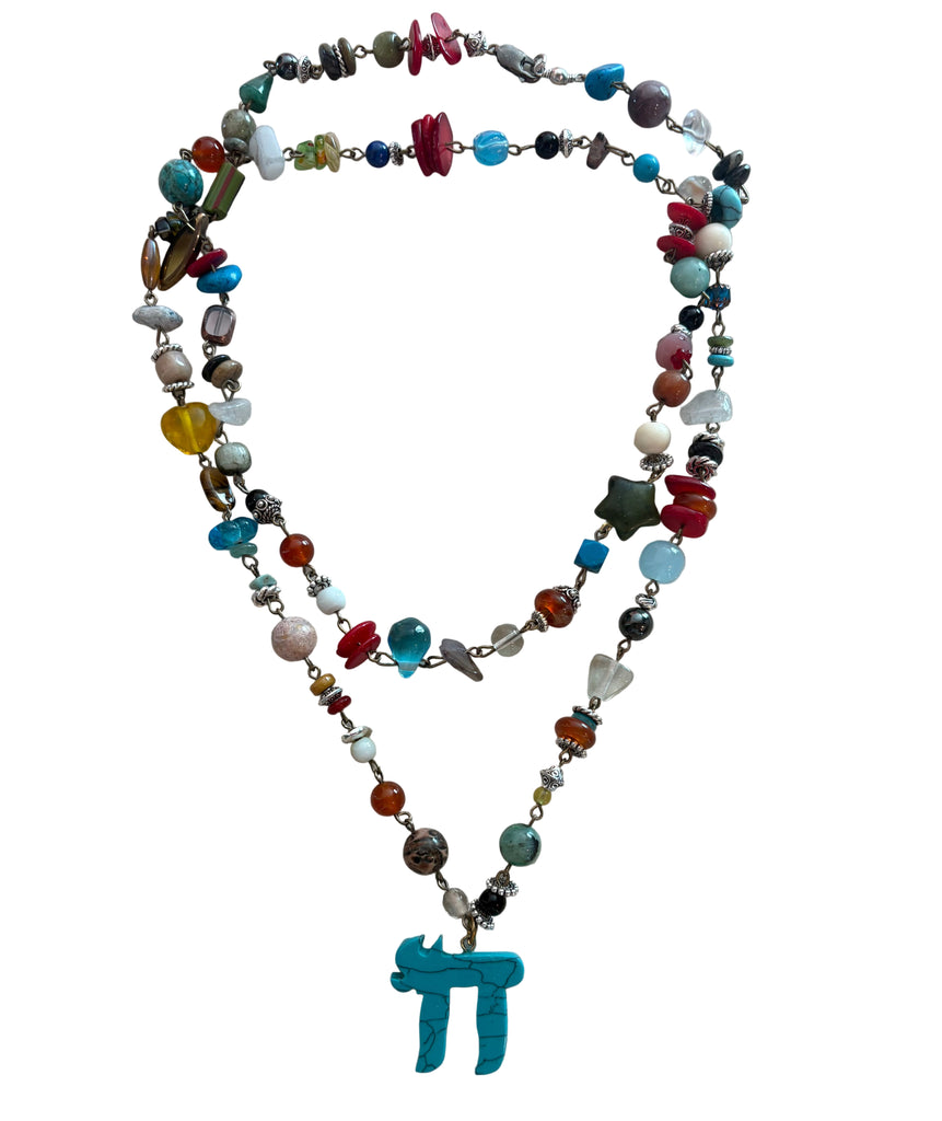 Double Wrap Beaded Mix chain Chai Necklace
