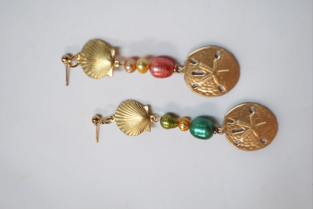 Coin shell mix earrings