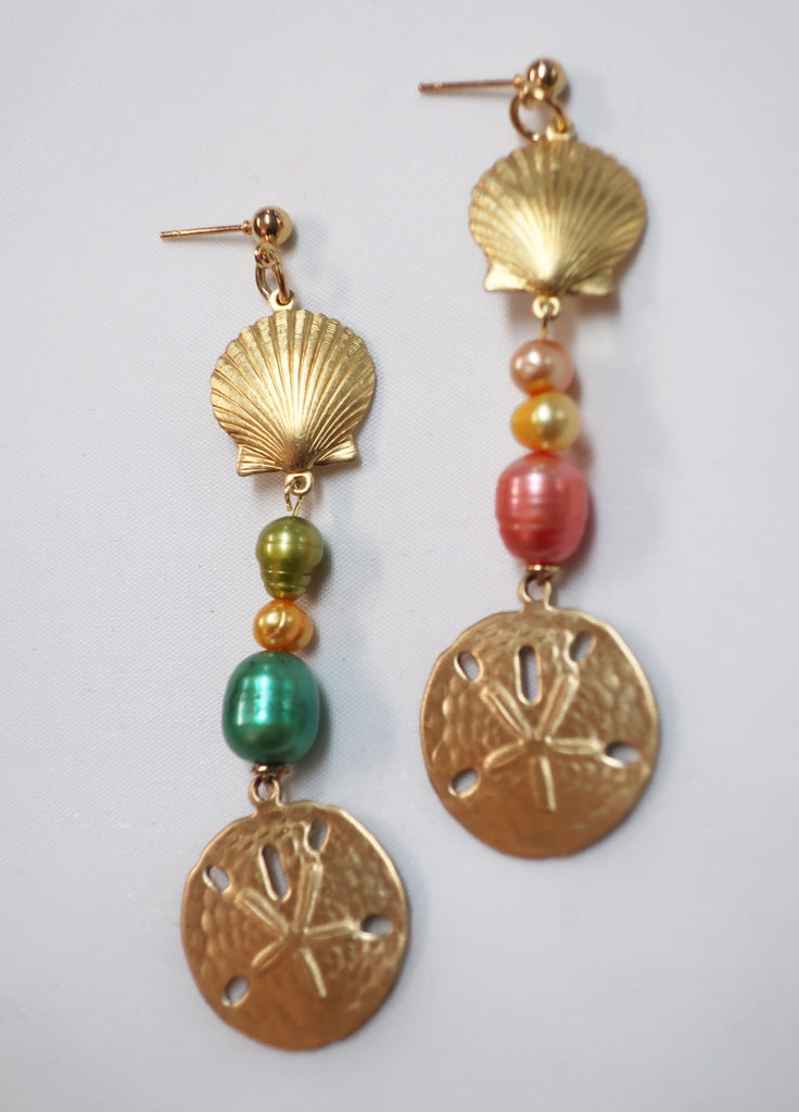 Coin shell mix earrings